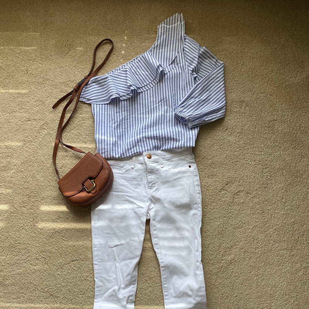 J.Crew one shoulder cotton stripe top
